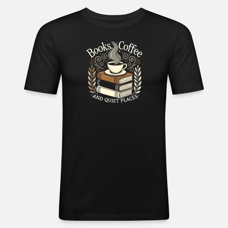 Bücher Kaffee und stille Örtchen - Männer Slim Fit T-Shirt - Schwarz