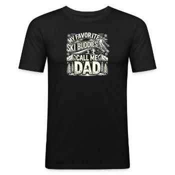Meine Lieblingsskifreunde nennen mich Papa - Männer Slim Fit T-Shirt - Schwarz - Vorne - Nik (191cm)