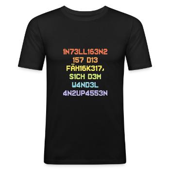 Die Fähigkeit sich dem Wandel anzupassen - Männer Slim Fit T-Shirt - Schwarz - Vorne - Nik (191cm)