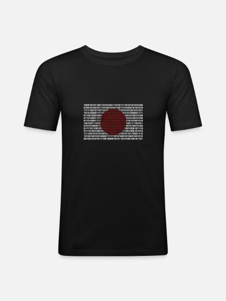 Japan vlagnummers binaire code byte bit code - Mannen slim fit T-shirt - zwart