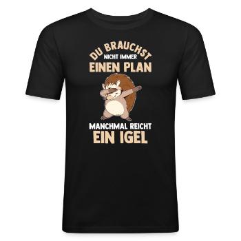 Tiermotiv Igel - Männer Slim Fit T-Shirt - Schwarz - Vorne - Nik (191cm)