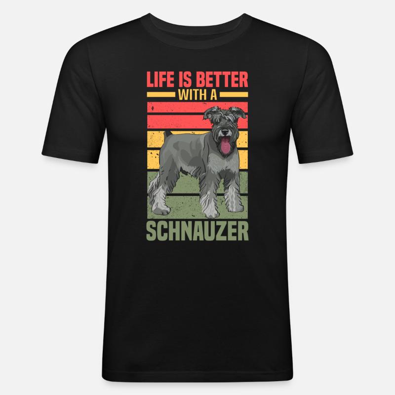 Schnauzer - Männer Slim Fit T-Shirt - Schwarz