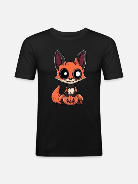 Fox Halloween Funny Zombie - Men's Slim Fit T-Shirt - black