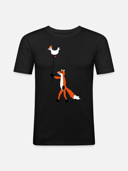 Fuchs und Henne - Männer Slim Fit T-Shirt - Schwarz