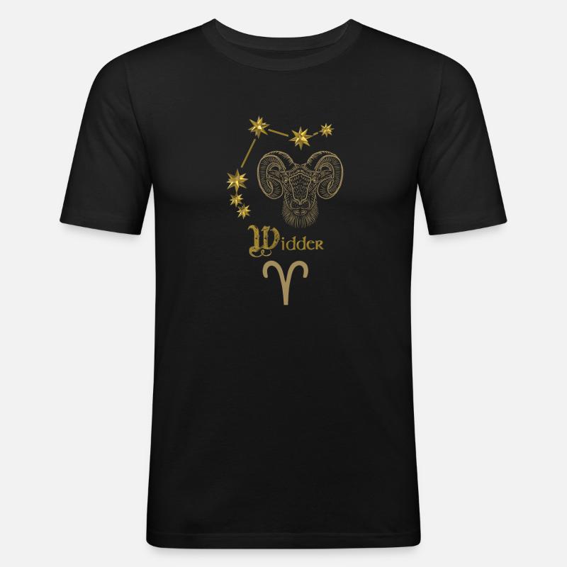 Astrologisches Sternzeichen Widder - Gold - Männer Slim Fit T-Shirt - Schwarz