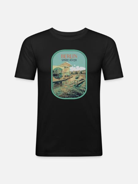 Modern Architecture Berlin Illustration - Men's Slim Fit T-Shirt - black