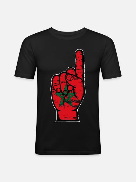 Drapeau marocain numéro 1 utilisé - T-shirt près du corps Homme - noir