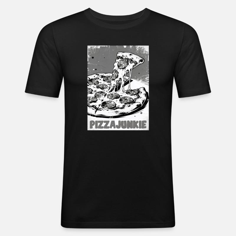 Pizzajunkie Slice Graphic - Männer Slim Fit T-Shirt - Schwarz