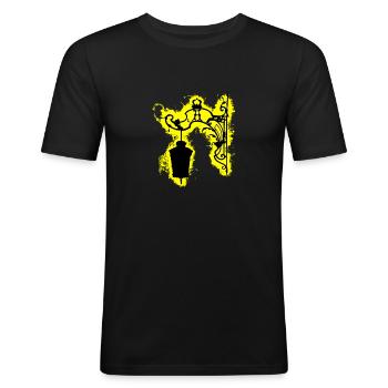Silhouette Laterne Gelb und Schwarz Umriss - Männer Slim Fit T-Shirt - Schwarz - Vorne - Nik (191cm)