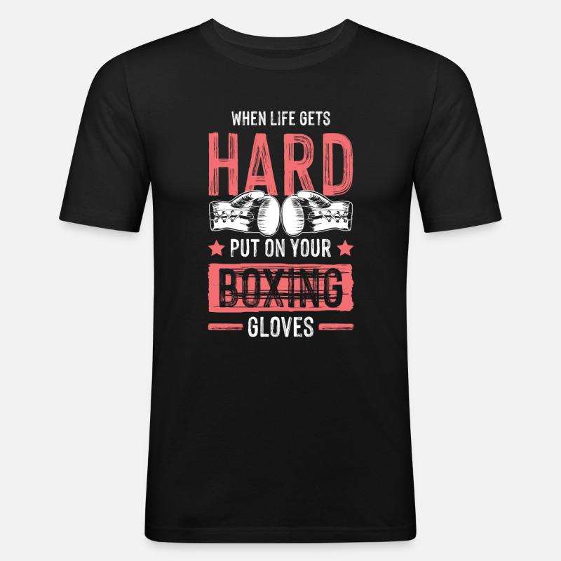 boxen boxhandschuhe - Männer Slim Fit T-Shirt - Schwarz
