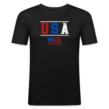 United States - Men's Slim Fit T-Shirt - black - Front - Nik (191cm)
