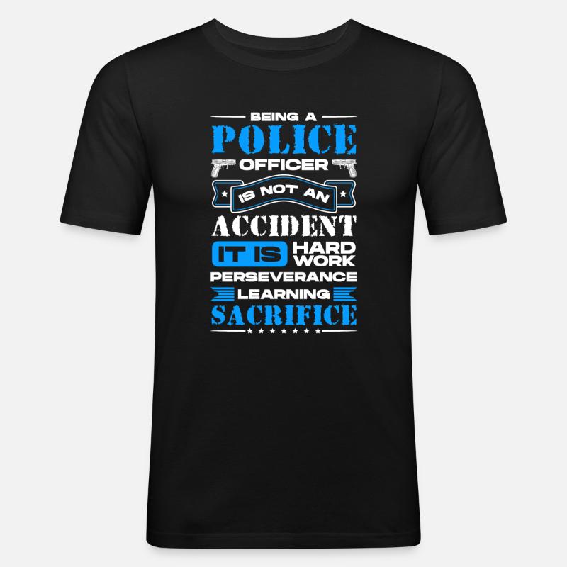 Polizei Sirene Uniform - Männer Slim Fit T-Shirt - Schwarz