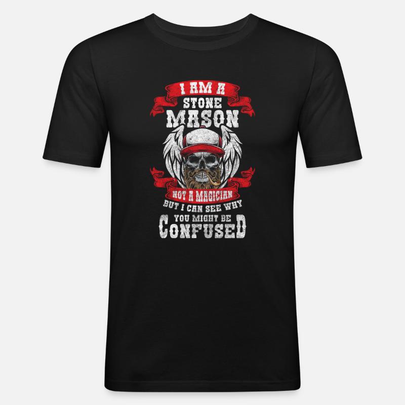 Stein Beruf Granit Handwerker - Männer Slim Fit T-Shirt - Schwarz