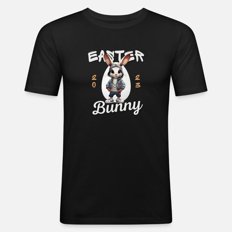 EASTER BUNNY 2023 - Männer Slim Fit T-Shirt - Schwarz