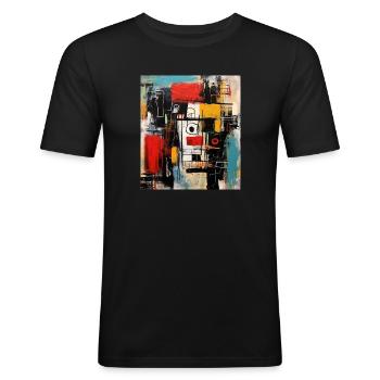 STREET ART ABSTRACTION - T-shirt près du corps Homme - noir - Devant - Nik (191cm)