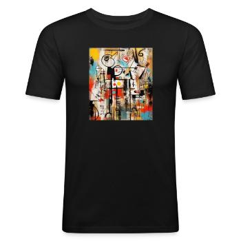STREET ART IMAGINATION - Men's Slim Fit T-Shirt - black - Front - Nik (191cm)