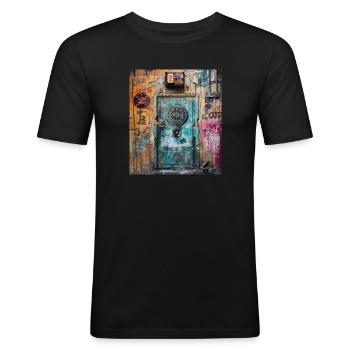 SPIRIT OF WALL STREET ART - T-shirt près du corps Homme - noir - Devant - Nik (191cm)