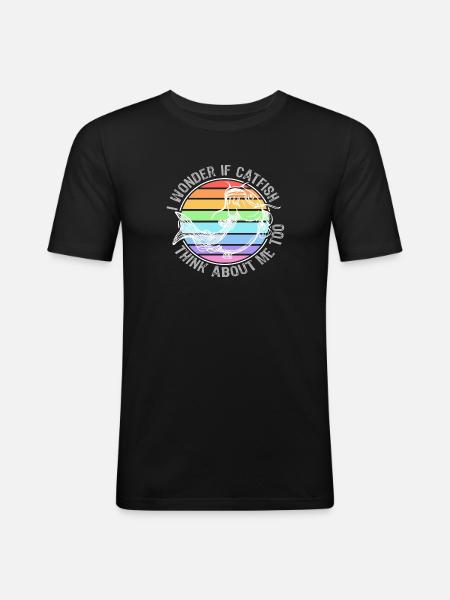 Welsfischer Welsfischen - Männer Slim Fit T-Shirt - Schwarz