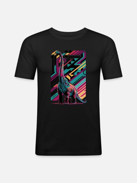 Langhals Brachiosaurus Dinosaurier - Männer Slim Fit T-Shirt - Schwarz