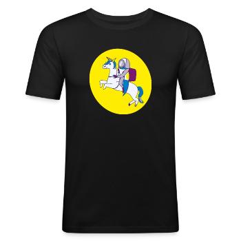Un astronaute chevauche une licorne - T-shirt près du corps Homme - noir - Devant - Nik (191cm)