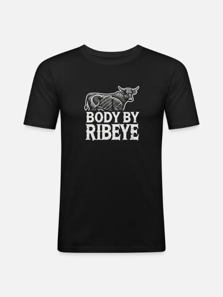 Körper von Ribeye - Männer Slim Fit T-Shirt - Schwarz