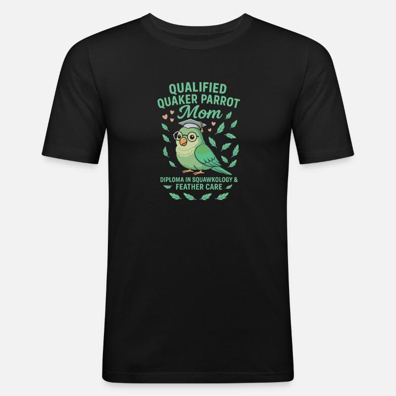 Qualifizierte Quaker Papageienmutter - Männer Slim Fit T-Shirt - Schwarz