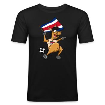 Fan Pferd Costa Rica - Männer Slim Fit T-Shirt - Schwarz - Vorne - Nik (191cm)