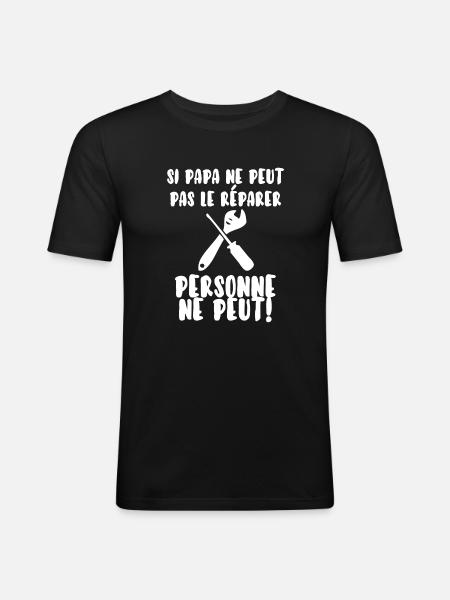 Papa bricoleur - T-shirt près du corps Homme - noir