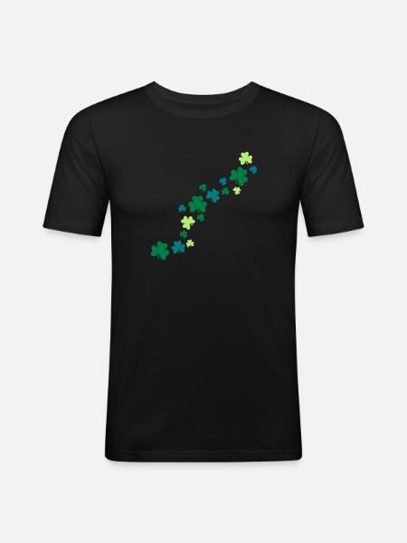 Shamrocks - Männer Slim Fit T-Shirt - Schwarz