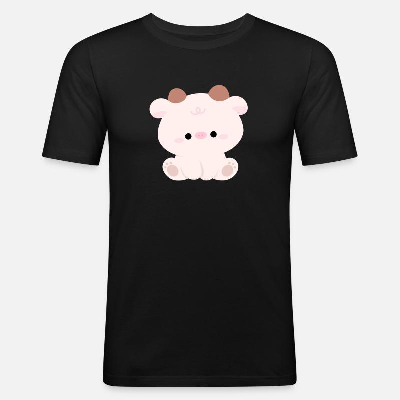 Süße Kuh - Männer Slim Fit T-Shirt - Schwarz