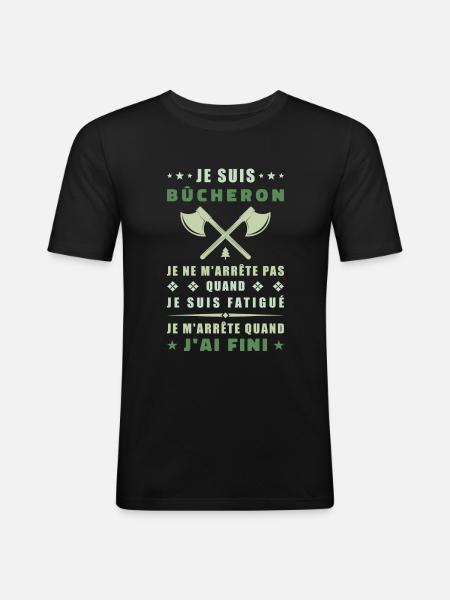 Ich bin Holzfäller - Männer Slim Fit T-Shirt - Schwarz