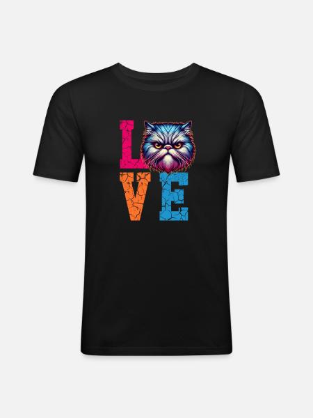 Grumpy love cat - Men's Slim Fit T-Shirt - black