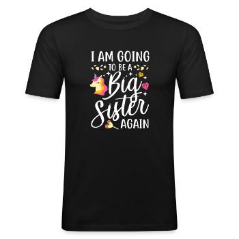 I Am Going To Be A Big Sister Again - Männer Slim Fit T-Shirt - Schwarz - Vorne - Nik (191cm)