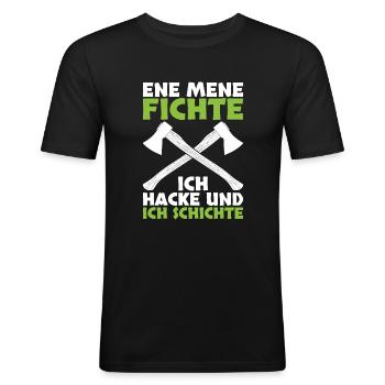 Forstwirt Waldarbeiter - Männer Slim Fit T-Shirt - Schwarz - Vorne - Nik (191cm)