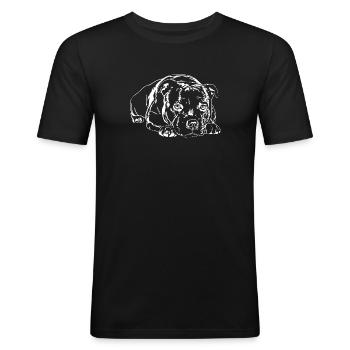 STAFFORDSHIRE BULL TERRIER Bullterrier Wilsigns - Men's Slim Fit T-Shirt - black - Front - Nik (191cm)
