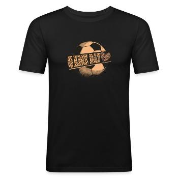 Leopard Game Day Volleyball de football américain - T-shirt près du corps Homme - noir - Devant - Nik (191cm)