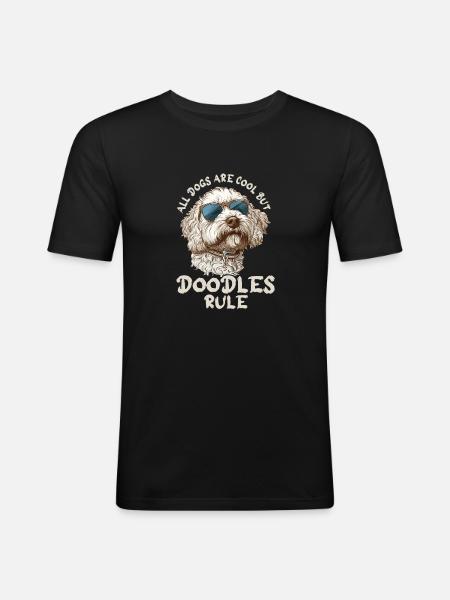 Alle hunde er seje, men kruseduller styrer labradoodle - Herre Slim Fit T-Shirt - sort