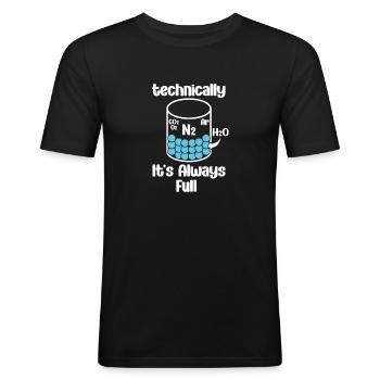 Technisch Gesehen Ist Es Immer Voll - - Männer Slim Fit T-Shirt - Schwarz - Vorne - Nik (191cm)