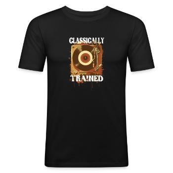 Classically Trained Vintage Schallplattenspieler - Männer Slim Fit T-Shirt - Schwarz - Vorne - Nik (191cm)