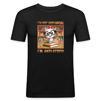Smart Worm - Men's Slim Fit T-Shirt - black - Front - Nik (191cm)
