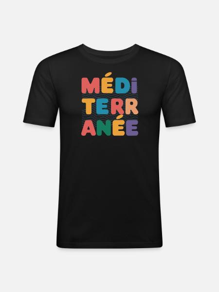 Méditerranée - T-shirt près du corps Homme - noir