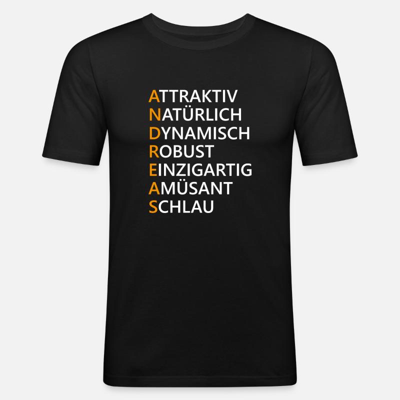 Andreas Name Geschenk - Männer Slim Fit T-Shirt - Schwarz