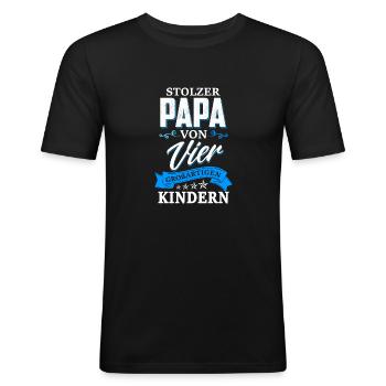 Stolzer Papa von vier großartigen Kindern - Männer Slim Fit T-Shirt - Schwarz - Vorne - Nik (191cm)