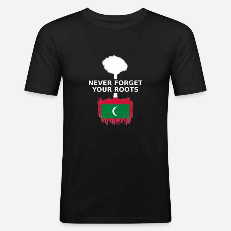 Malediven Wurzeln Spruch - Männer Slim Fit T-Shirt - Schwarz