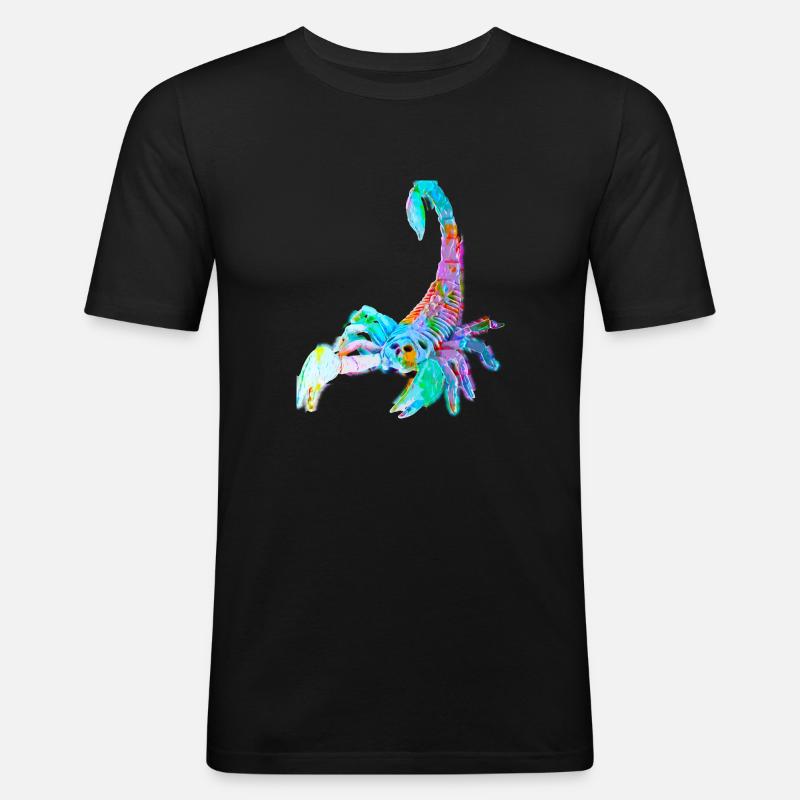 Bunter Skorpion - Männer Slim Fit T-Shirt - Schwarz