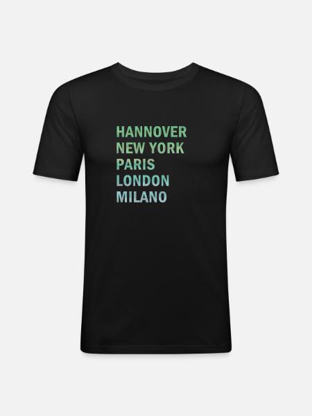 Metropole Hannover - Männer Slim Fit T-Shirt - Schwarz
