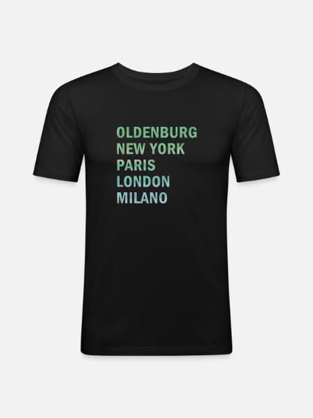 Metropole Oldenburg - Männer Slim Fit T-Shirt - Schwarz