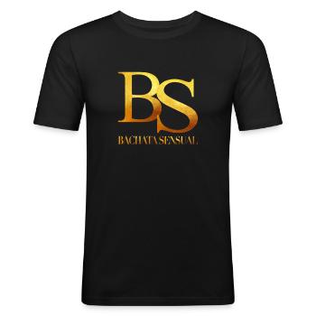 Bachata sensuelle - Bachata danse shirt - T-shirt près du corps Homme - noir - Devant - Nik (191cm)