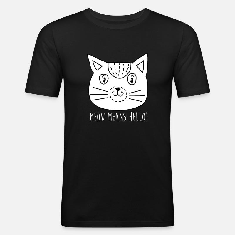 Comic Katze Gesicht mit Spruch - Männer Slim Fit T-Shirt - Schwarz