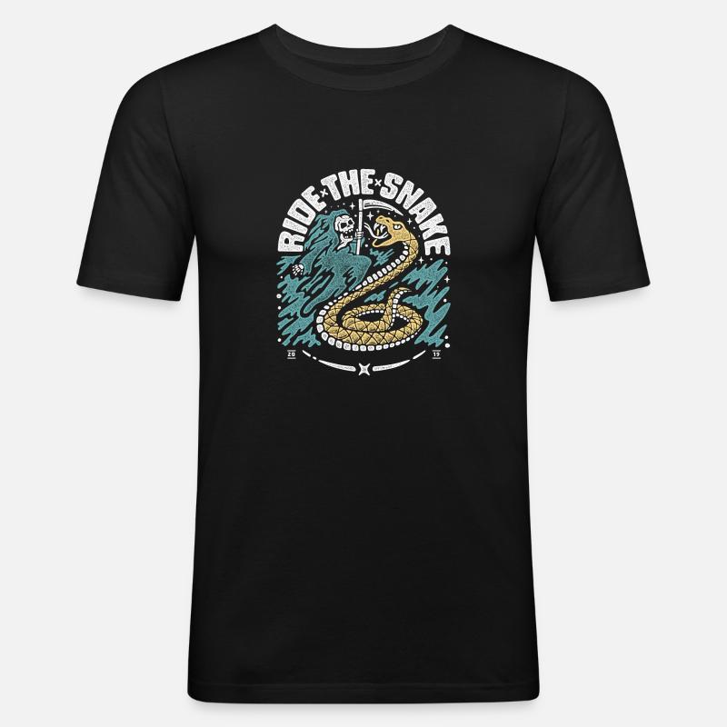 ride the snake - Männer Slim Fit T-Shirt - Schwarz